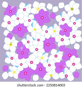 Rose Periwinkle by color flowers on light base best for textile printing 