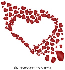 Rose petal heart. Vector illustration.