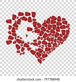 Rose petal heart. Vector illustration.