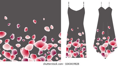 Rose petal seamless pattern. Underwear concept. Horizontally seamless. Vector illustration. Eps 10