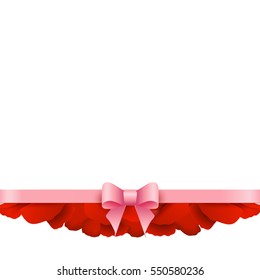 Rose Petals Border on white background. 