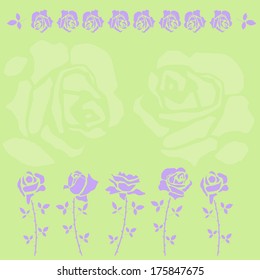 Rose petals and rose branches in character templates spring colors.
