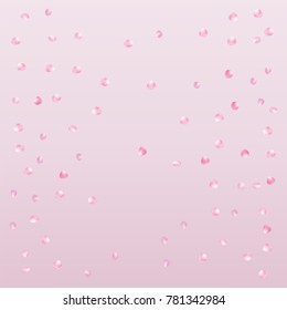 Rose Petals Elegant Vector Confetti. Spring Floral Cherry Blossom Background. Natural Cosmetics, Flying Rose Petals Confetti. Sakura Blossom VIP Rich Wedding Decoration Valentines Day Love Showering.