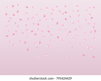 Rose Petals Elegant Vector Confetti. Spring Magic Cherry Blossom Background. Trendy Funky Falling Down Rose Petals Confetti. Sakura Blossom Glamour Wedding Decoration. Valentines Floral Showering.