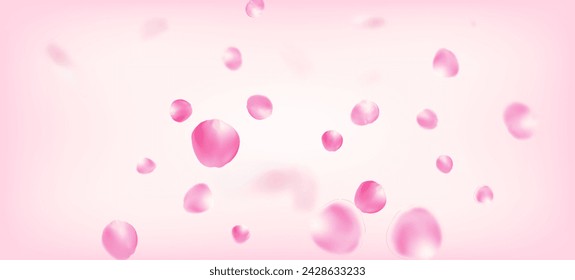 Rose Petals Falling Confetti. Blooming Cosmetics Ad Noble Flower Background. Windy Leaves Confetti Poster. Flying Japanese Rose Sakura Cherry Petals Design. Female Rich VIP Magic Pattern.