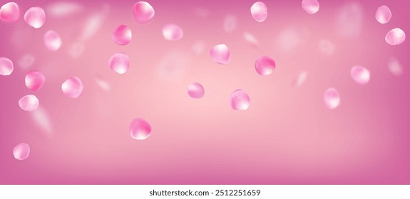 Rose Petals Falling Confetti. Flying Japanese Cherry Sakura Rose Petals Poster. Windy Leaves Confetti Border. Female Premium Watercolor Texture. Blooming Cosmetics Ad Noble Flower Background.
