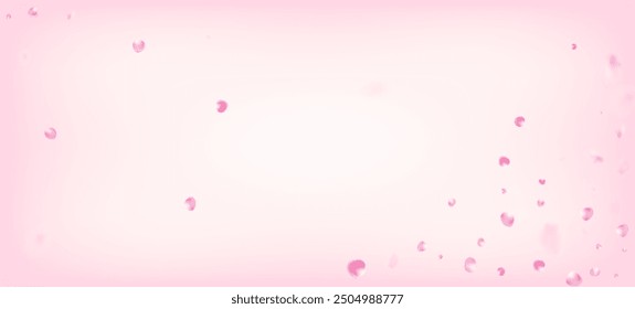 Rose Petals Falling Confetti. Falling Japanese Cherry Rose Sakura Petals Banner. Windy Leaves Confetti Design. Blooming Cosmetics Ad Female Floral Background. Noble Rich VIP Feminine Pattern.