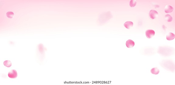 Rose Petals Falling Confetti. Noble Premium Watercolor Pattern. Blooming Cosmetics Ad Elegant Flower Background. Falling Japanese Sakura Cherry Rose Petals Poster. Windy Leaves Confetti Banner.