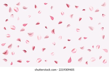 Rose petals falling down background