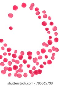 Rose petals falling windy background vector illustration. Fresh pink blossom red rose flower petals isolated on white background. Blowing falling and flying blossom parts vector