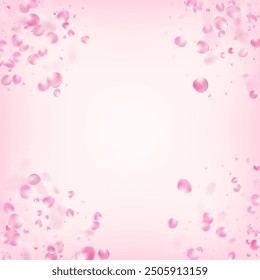 Rose Petals Flying Confetti. Windy Leaves Confetti Banner. Blooming Cosmetics Ad Beautiful Floral Background. Falling Japanese Sakura Cherry Rose Petals Poster. Elegant Rich VIP Watercolor Pattern.