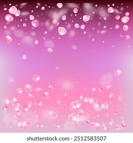 Rose Petals Flying Confetti. Windy Leaves Confetti Poster. Falling Japanese Sakura Cherry Rose Petals Design. Blooming Cosmetics Ad Beautiful Floral Background. Noble Premium Pastel Texture.