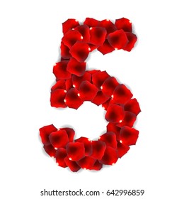 Rose Petals Realistic Number Vector Illustration EPS10