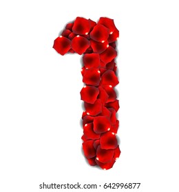 Rose Petals Realistic Number Vector Illustration EPS10