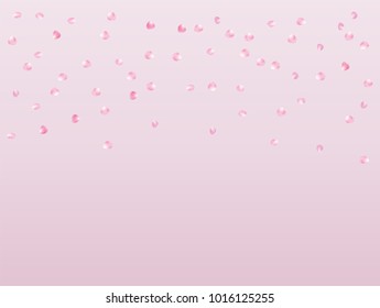 Rose Petals Romantic Vector Confetti. Spring Fresh Cherry Blossom Background. Modern Faded Windy Flying Rose Petals Confetti. Sakura Blossom Romance Wedding Decoration Valentines Day Love Showering.