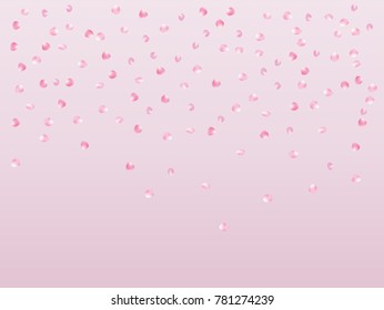 Rose Petals Romantic Vector Confetti. Spring Fresh Cherry Blossom Background. Natural Cosmetics, Flying Rose Petals Confetti. Sakura Blossom VIP Rich Wedding Decoration Valentines Day Love Showering.
