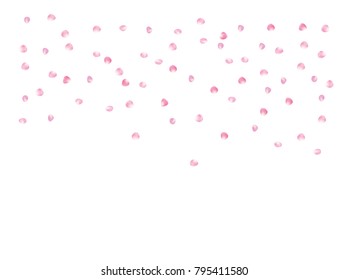 Rose Petals Romantic Vector Confetti. Spring Floral Cherry Blossom Background. Natural Cosmetics, Flying Rose Petals Confetti. Sakura Blossom VIP Rich Wedding Decoration Valentines Day Floral Texture.