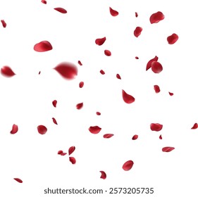 Rose petals or sakura flying petals, romantic background with realistic pink cherry flower petals flow or falling motion. Love, romance, floral spring season