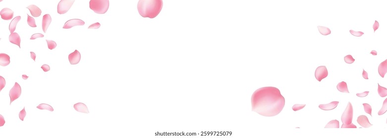 Rose petals or sakura flying petals, romantic background with realistic pink cherry flower petals flow or falling motion. Love, romance, floral spring season,cherry blossom
