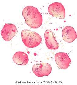 Rose petals texture watercolor vector background