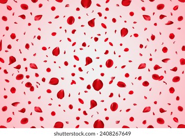 Rose Blütenblätter, Vektorgrafik. Rosenblätter, Hintergrund. Valentinstag-Blumenkonfetti