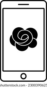 Rose phone flower blossom mobile Outline