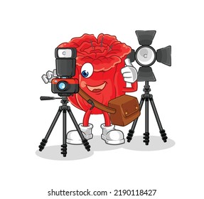 the rose photographer character. cartoon mascot vector