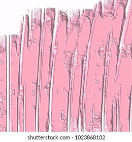 rose pink abstract 3D background pattern with wide vertical engraved strokes and rippled upper border, vector illustration