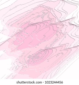 rose pink abstract 3D pattern with engraved curved colored areas and white highlighted border, vector illustration