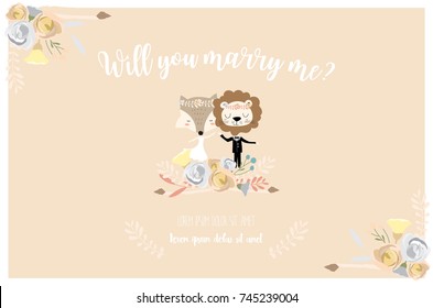 Rose pink collection for banners,Placards with leaf,flower,lion,fox,bird,bride,groom and ribbon