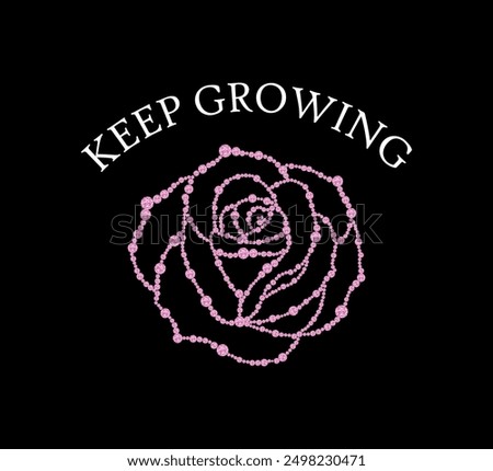 rose with pink crystals, vector design for fashion apparel