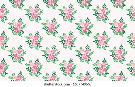 Rose pink flower background for Romantic valentine, with elegant leaf and flower concept.