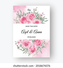 rose pink flower frame background for wedding invitation