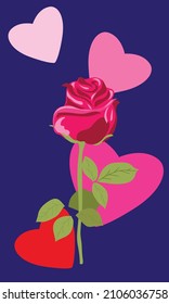 A rose with pink hearts.