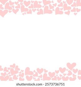 Rose pink hearts border isolated on white background. Saint Valentine's day vector illustration.