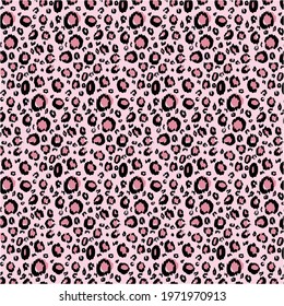Rose Pink Leopard seamless fur pattern 