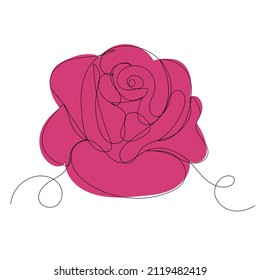 rose pink outline in one line,vector