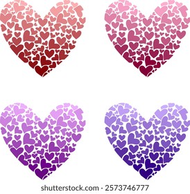 Rose pink, red and purple hearts isolated on white background. Saint Valentine's day vector illustration.