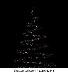 Rose, pink stars, sprocket, shiny confetti. Scattered little sparkling, silver, glitter balls, circles. Random stellar falling on black background. New Year Christmas background. Vector illustration.