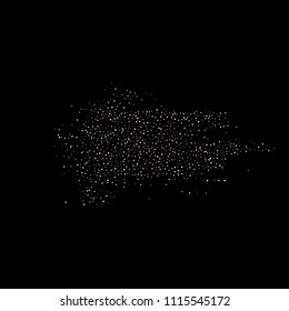 Rose, pink stars, sprocket, shiny confetti. Scattered little sparkling, silver, glitter balls, circles. Random stellar falling on black background. New Year Christmas background. Vector illustration.