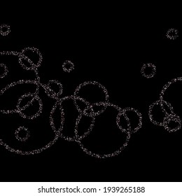 Rose, pink stars. Sprocket, shiny confetti. Scattered little sparkling glitter balls circles. Random stellar falling on black background. New Year Christmas background. Vector illustration.