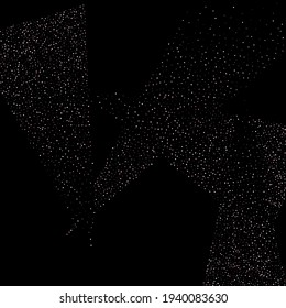 Rose, pink stars. Sprocket, shiny confetti. Scattered little sparkling glitter balls circles. Random stellar falling on black background. New Year Christmas background. Vector illustration.
