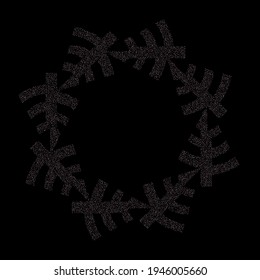 Rose, pink stars. Sprocket, shiny confetti. Scattered little sparkling glitter balls circles. Random stellar falling on black background. New Year Christmas background. Vector illustration.