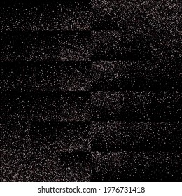 Rose, pink stars. Sprocket, shiny confetti. Scattered little sparkling glitter balls circles. Random stellar falling on black background. New Year Christmas background. Vector illustration.