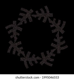Rose, pink stars. Sprocket, shiny confetti. Scattered little sparkling glitter balls circles. Random stellar falling on black background. New Year Christmas background. Vector illustration.