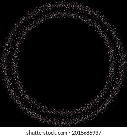 Rose, pink stars. Sprocket, shiny confetti. Scattered little sparkling glitter balls circles. Random stellar falling on black background. New Year Christmas background. Vector illustration.