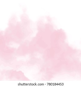 rose pink watercolor cloud pattern with blurred upper border on white background, vector illustration