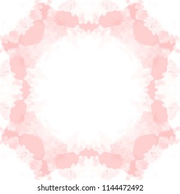 rose pink watercolor cloudscape frame border pattern, vector illustration