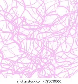 rose pink watercolor scribble pattern with messy loose thin and wider lines on white background, vector illustration