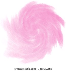 rose pink watercolor swirly circle pattern with lighter lower area and fringed borders on white background, vector illustration